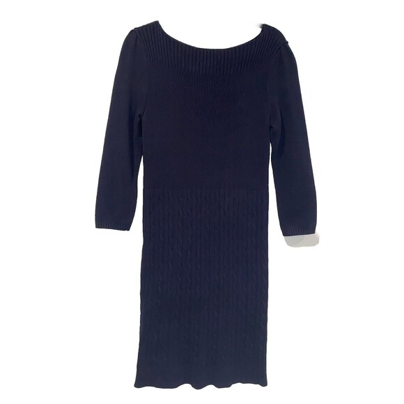 Ralph Lauren Sweater Dress Womens Large Navy Knit Preppy Old Money Quiet Luxury - Picture 1 of 7